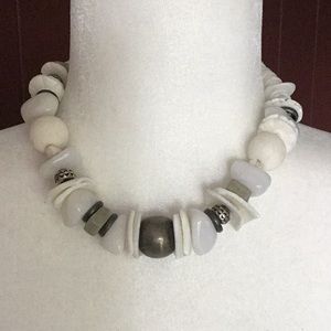 Cream/white stone and shell necklace